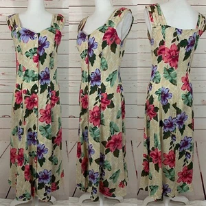 90’s Maggie Lawrence Floral Button Front Dress Sweetheart Neckline Sleeveless - Bild 1 von 8