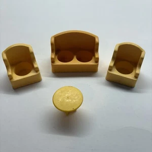 Vintage Fisher Price Little People Sofa 2 Stühle und Couchtisch Konvolut gelb - Bild 1 von 7