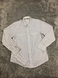 American Eagle Button Up Shirt Mens Size Large Striped Blue Vintage Slim Fit - Picture 1 of 12