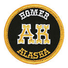 Homer Alaska Embroidered Patch Olive Twill/Ygold Iron-On Sew-On Backpack Hat Bag