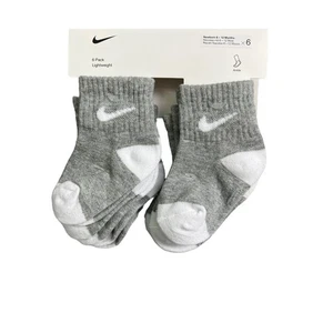 Nike Bebé Recién Nacido Gris Blanco Ligero Calcetines al Tobillo Paquete de 6 Talla 6-12 Meses Nuevos - Imagen 1 de 5