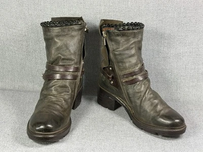 Botines para mujer AS98 de cuero envejecido estilo moto — EU 37 (~US 6.5–7) Foto 1 de 4