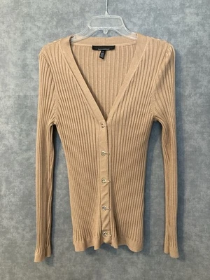 Suéter Cárdigan de Carrera Manga Larga Tejido Beige Mercado Negro Casa Blanca Talla M Foto 1 de 4