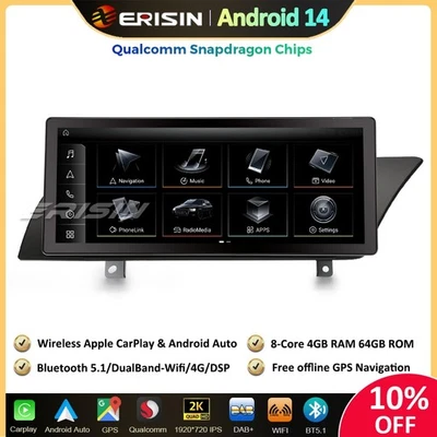 10.25" IPS DAB+Android 14 Car Stereo Sat Nav CarPlay DVR For Audi A4 A5 B8 S4 S5 - Image 1 of 4