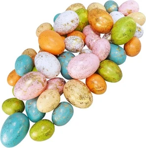 Winlyn 48 Pcs 6 Colors Foam Easter Eggs Assorted Pastel Gold Leaf Colorful - Picture 1 of 9