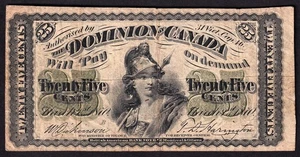 Dominion Of Canada 1870 25c Shinplaster Dickinson - Harington "B" - Picture 1 of 2