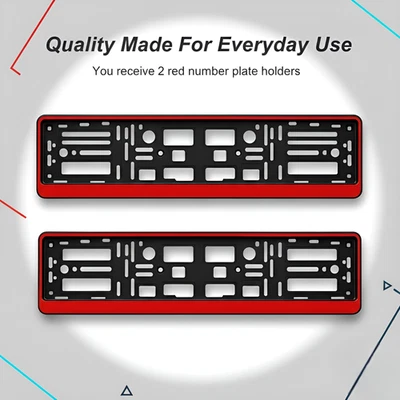 2 x Universal Number Plate Holders Surrounds Frames Any Car - Red Effect - Image 1 of 4