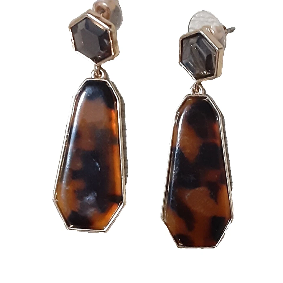 Pendientes Imitación Caparazón Tortuga Gota 2.5" Tono Dorado Acrílico Foto 1 de 1