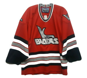 Vtg 90s Bauer IHL Kansas City Blades Hockey Red Jersey SZ M Canada Rare