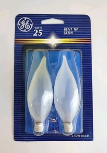 GE® 25W Satin Bent Tip Light Bulbs (2ct) CAC/F - New & Sealed - Picture 1 of 4