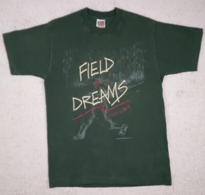 Vintage Field Of Dreams T-Shirt Embossed 1996 Size Medium Green - Picture 1 of 6