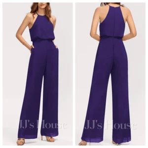 JJ's House Wide Leg Halter Neck Jumpsuit One-Piece Special Occasion Purple Reg - Picture 1 of 15