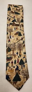 Lands' End Direct Merchants Men's Tie Imported Silk Made In USA Holiday Scene... - Picture 1 of 3