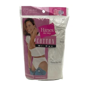 Vintage 2003 Hanes Her Way Hi-Cut White Panties Underwear 3-Pack Women Size 9 - Picture 1 of 2