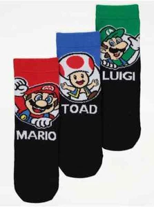 3 Pairs Super Mario Luigi Ankle Socks Age 2-11 - Picture 1 of 2