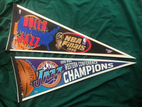 Utah Jazz Lot Of (2) 1998 NBA Finals Champions Pennants Cover