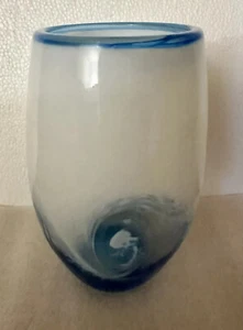 Vidrio artístico ancla curva obras de vidrio ola del océano soplado a mano firmado - Imagen 1 de 12