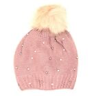 Womens Thick Winter Oversize Cable Knit Beanie Hat Large Pom Pom Warm Fur Lined