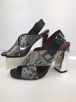 Sandalias REBECCA MINKOFF Gris Estampado Serpiente Entrecruzadas Eslinga Tacón Trasero Talla 6.5 Foto 1 de 4