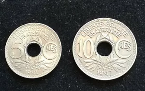 France 1917 10 & 5 Centimes high grade a/UNC UNC pair. - Picture 1 of 6