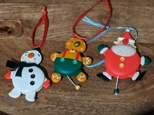 Hallmark Joyful Jumping Jacks SANTA Snowman GINGERBREAD Keepsake Ornaments Set 3 - Picture 1 of 4