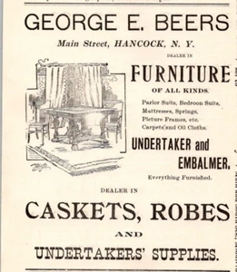1900 GEORGE E BEERS BESTATTER EINBALMER SCHATULLEN ROBEN BESTATTERBEDARF HÄNDLER - Bild 1 von 2