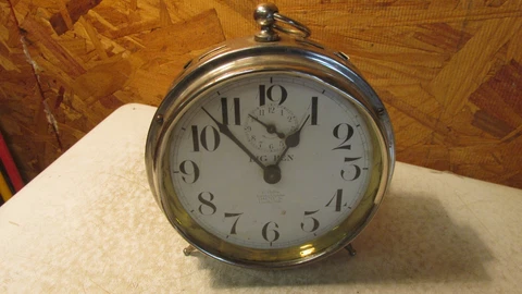 Antique Big Ben Peg Leg Nickel Plated Alarm Clock - Hallett Jeweler Lincoln Neb Cover