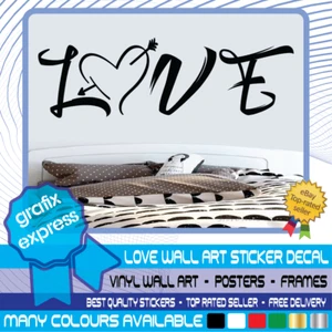 Love Heart Quote Word Art Vinyl Wall Sticker Home Bedroom Room Decal Deco Family - Picture 1 of 5