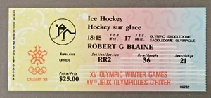 1988 Calgary OLYMPICS Feb. 17  HOCKEY ticket USSR vs USA - Picture 1 of 3