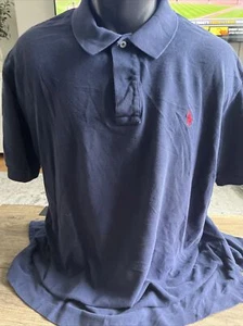 Polo Ralph Lauren Classic Navy Shirt Short Sleeve Red Pony Men's Sz XL - Picture 1 of 4