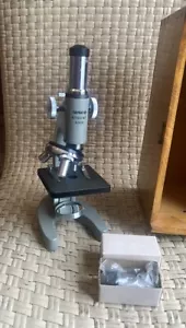 Vintage Tasco 300x Student Microscope w Wooden Carrying Case - Picture 1 of 8