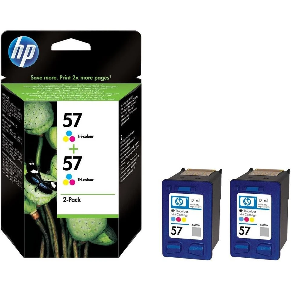 Genuine HP 57 Tri-colour Ink Cartridge Twin Pack C6657AE - Image 1 of 1