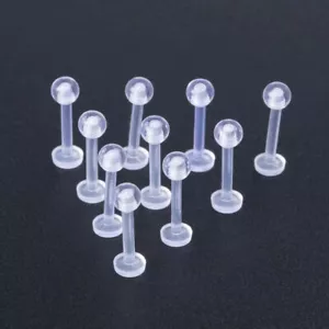 10Pcs Clear Acrylic Lip Studs - Piercing Labret Ring Helix Cartilage Earring - - Picture 1 of 14