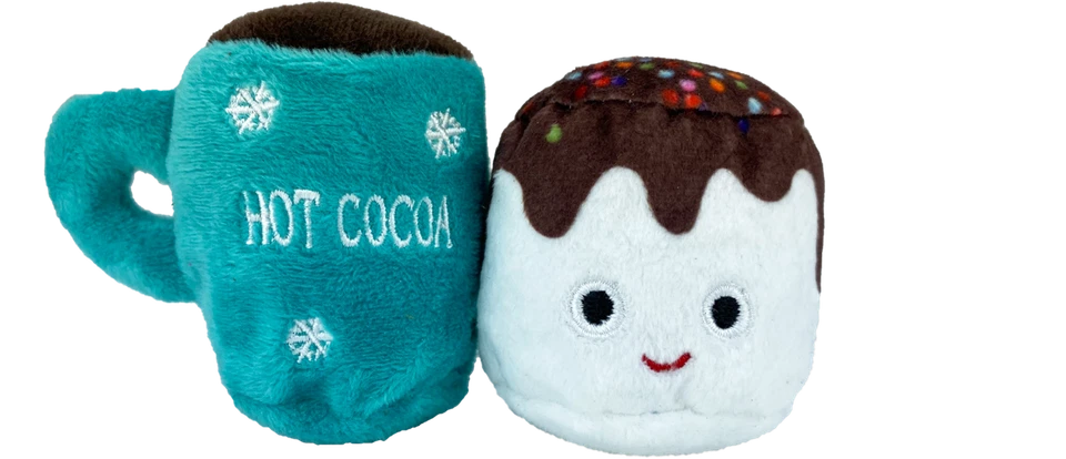 Multipet Cat Toy Catnip Hot Cocoa Mug & Marshmallow 3 inch Toys Winter BLUE Cup - Image 1 of 1