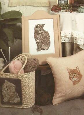 Cat Counted Cross Stitch Patterns Just Purrfect Tabby Siamese Persian Calico H57 - Image 1 of 4