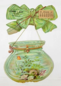 Calendario colgante Herman J Stief Hardware Ashland Pa 1907 con pecera y red - Imagen 1 de 6