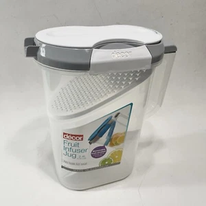 *Neu* Dekor 2,4L Frischverschluss Clips Groß Wasserkrug Abnehmbar Obst-Ei Grau - Bild 1 von 3