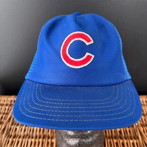Vintage Chicago Cubs Trucker Hat Blue Mesh Back Par Cap Adjustable One Size USA - Picture 1 of 7