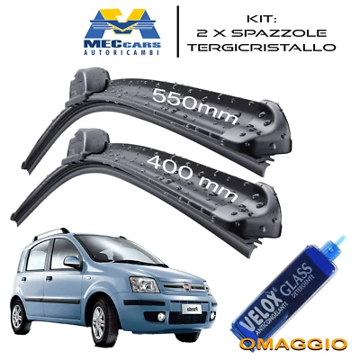 KIT 2 Spazzole Tergicristallo Anteriori FIAT PANDA 169 2003>2011 550+400mm FLAT - Immagine 1 di 4