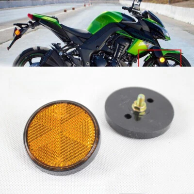 Round Reflectors Amber Warning Reflector Universal For Motorcycle Truck ATV Bike - Image 1 of 4