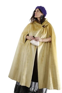 Lou Ritchie for Rainmaster Buttergelb Vintage 60er Mod Samt Cape Mantel - Bild 1 von 24