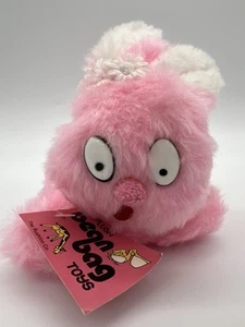 Vintage Rushton rosa Plüsch Hase Sitzsack Spielzeug 80er Original Etikett Kawaii selten Rarität - Bild 1 von 15