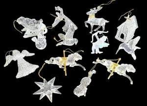 Vintage Acrylic Christmas Ornament Lot REINDEER Hummingbird ANGEL Church SNOWMAN - Picture 1 of 7