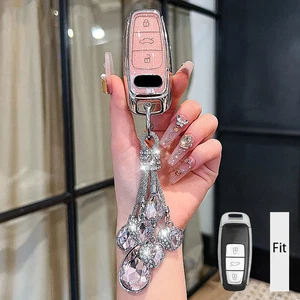 Llavero con funda de llave de coche rosa diamante para Audi Q8 RSQ8 A6 C8 S6 RS6 A7 S7 RS7 - Imagen 1 de 5