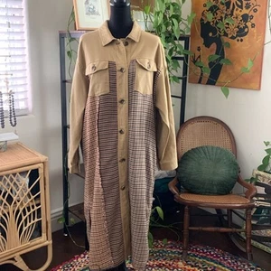Free People We The Free Bentley Ombré Houndstooth Sherlock Shirt Jacket Coat - Picture 1 of 6