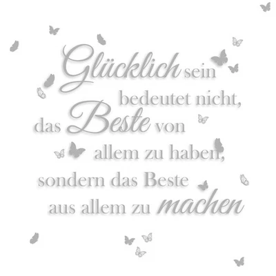 Wandtattoo Zitat Spruch: Glücklich sein Küche Wohnzimmer Aufkleber YX005 Grau - Bild 1 von 4