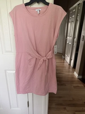 Nine West Short Sleeve Side-Knot Knit Dress in pale pink L - image 1 of 4