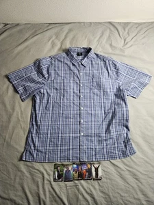Scottevest Button Up Shirt Mens Size XL Blue White Plaid Lightweight Pockets NEW - Picture 1 of 10