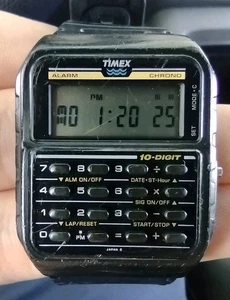 Rare Tested Vintage Timex 71741 10-Digit Calculator Watch Ships Free - Picture 1 of 9