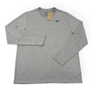 Nike Dri-FIt Legend Men's Long Sleeve Fitness Training Gym Shirt Grey Size XL - Picture 1 of 6